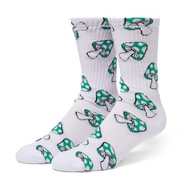 HUF Shrooms Crew Sock – Skate-Inspired Socks for Men, One Size (Green)