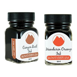 Monteverde 60ml Core Fountain Pen Ink Bottle (30ml Canyon Rust Ink Bottle G309CP, 30ml Mandarin Orange Ink Bottle G309MO)