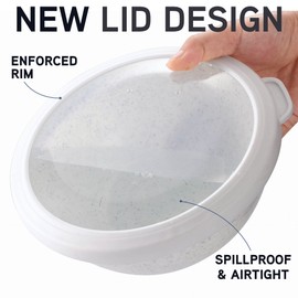 COOK WITH COLOR Mixing Bowls with TPR Lids - 12 Piece Plastic Nesting Bowls Set includes 6 Prep Bowls and 6 Lids, Microwave Safe Mixing Bowl Set (Black and White)