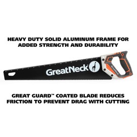 GreatNeck 74004 20 Inch Hand-Saw, 20" Saw for Wood-Cutting, Tri-Bevel Teeth, SK-5 Steel Blade for Wooden and Plastic Jobs, Handsaw with Anti-Slip Comfort Handle