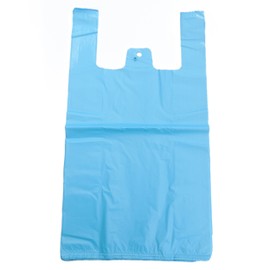 Blue Recycled Vest Style Plastic Carrier Bags - 11" x 17" x 21" - (1 box = 1000 bags)
