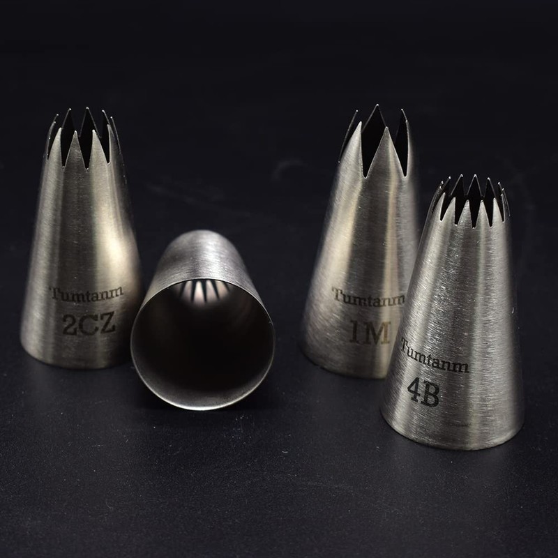 Tumtanm Large Piping Nozzles, 4Pcs #2CZ #D66#4B #1M Stainless Steel
