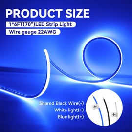 RVZONE LED Boat Strip Lights 12V White and Blue Dual Color Marine Pontoon LED Light. Waterproof Boat Interior Deck Lighting for Night Fishing Pontoon Kayak Yacht (70'')