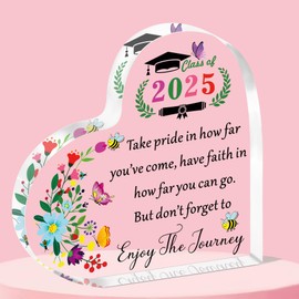 QMVMV Graduation Gifts for Her Class of 2025 for College University Graduate Acrylic Plaque Inspirational Gift for Women Girls Daughter Sister Friends Senior Middle School Student from Teacher Mum