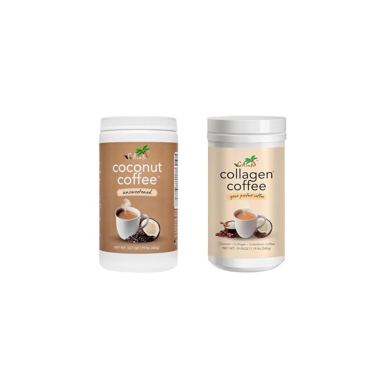 CAcafe Unsweetened Coconut Coffee and Collagen Coffee (2-Pack)