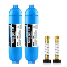 Lifefilter RV Inline Water Filter with Flexible Hose Protector, NSF Certified, Reduces Chlorine, Bad Taste, Odor for RVs and Marines, Drinking, Washing Filter, Dedicated for RVs, 2 Pack