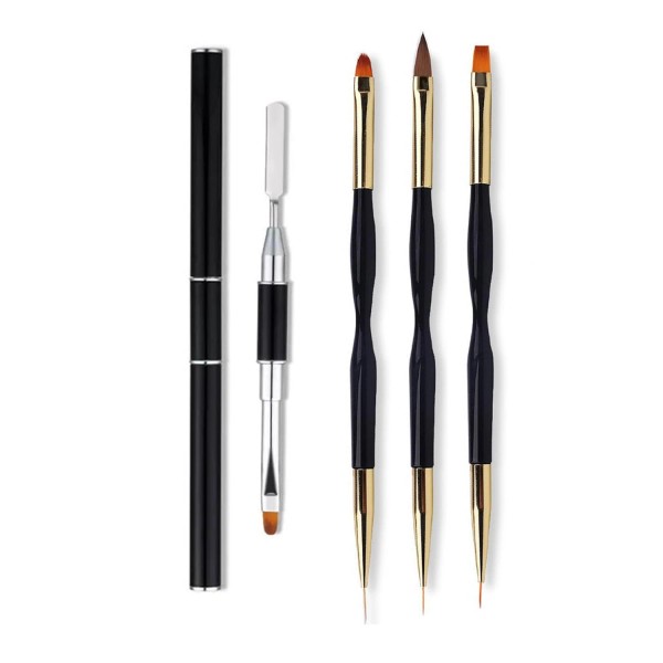 FULINJOY 4 in 1 Set, Dual-Ended Polygel Brush Picker Brush,