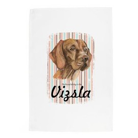 Purely Home Vizsla Tea Towel - This House Belongs to the Dog - Panama Cotton Kitchen Dish Towel/Drying Cloth - 67cm x 45cm - Gift for Dog Lovers