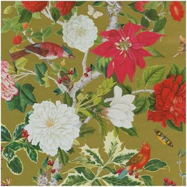 Caspari Christmas Chinoiserie Gold Foil Roll Wrap - includes 1 Roll