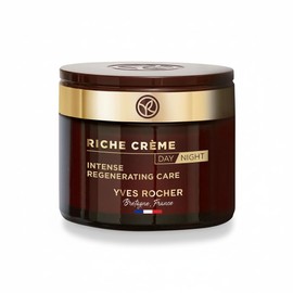 Yves Rocher Crema hidratante facial Riche Crème Anti-envejecimiento Intense Regeneradora de día y noche con aceites preciosos, para piel madura + piel seca, frasco de 2.5 fl oz