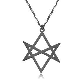 Unicursal Hexagram Symbol Necklace Stainless Steel Jewelry Unicursal Hexagram Necklace (Hexagram black N CA)