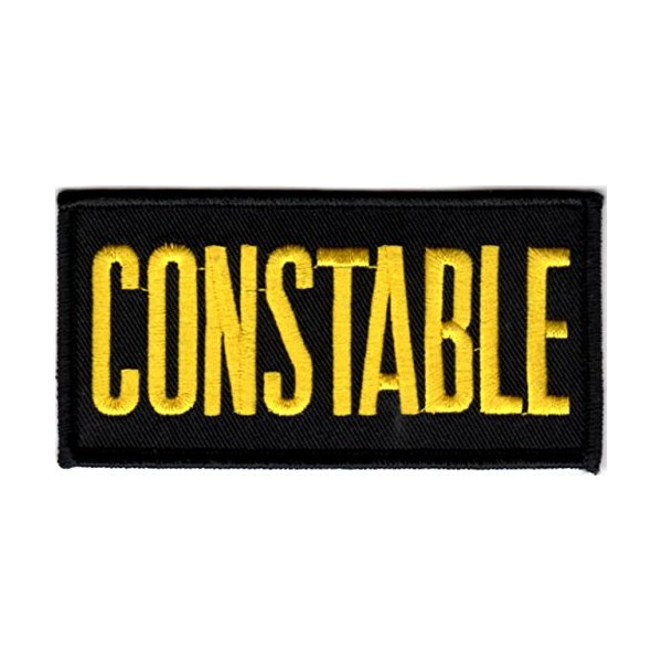 EMBROIDERED UNIFORM PATCHES & EMBLEMS Constable Chest Patch - 4 x 2 - Med. Gold Lettering - Black Backing - Sew On