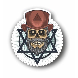 AMA SHOP Skull Freemason Symbols Masonry Shaped Sticker | Car Stickers | Sticker for Helmet, Motorcycle, Camper | PVC Sticker for Wall Decal Mural