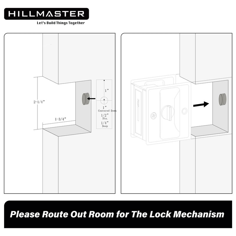 HILLMASTER Pocket Door Hardware, Matte Black Solid Brass Pocket Door