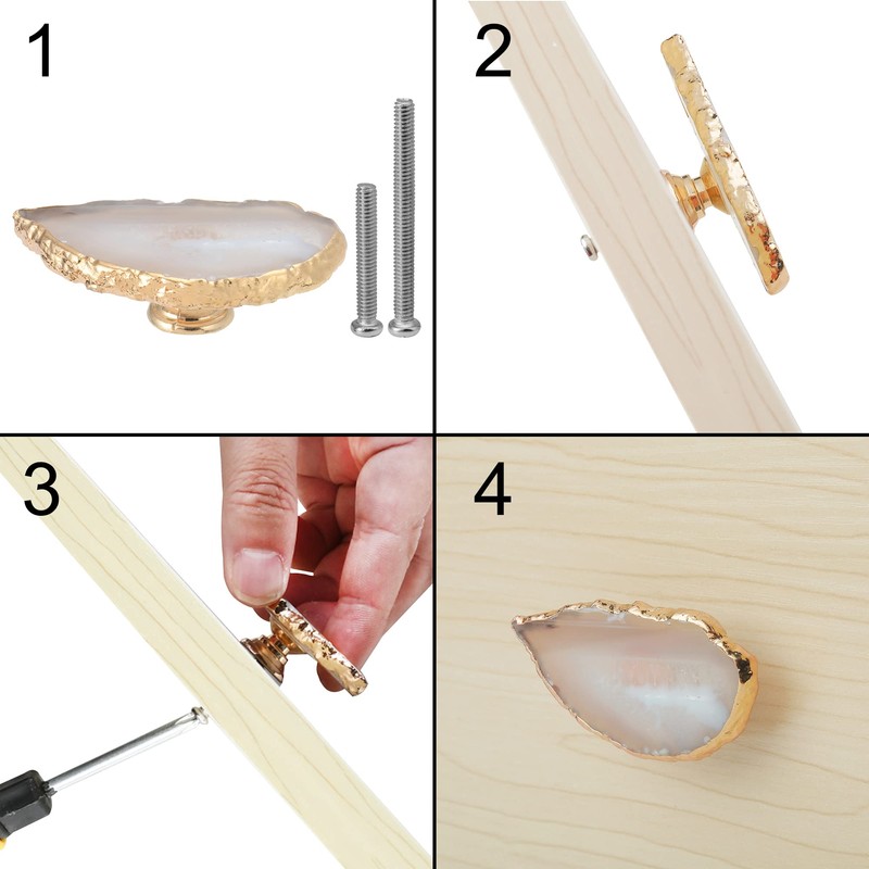 Malimali Unique White Agate Cabinet Knobs and Pulls Set of