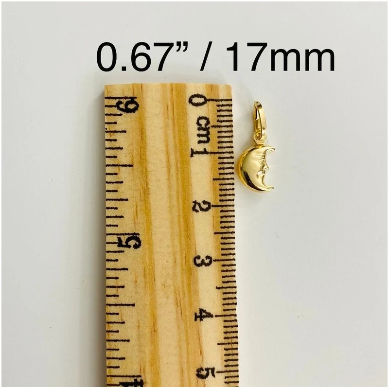 Alex and Elsa 14K Real Gold 3D Half Moon Pendant,