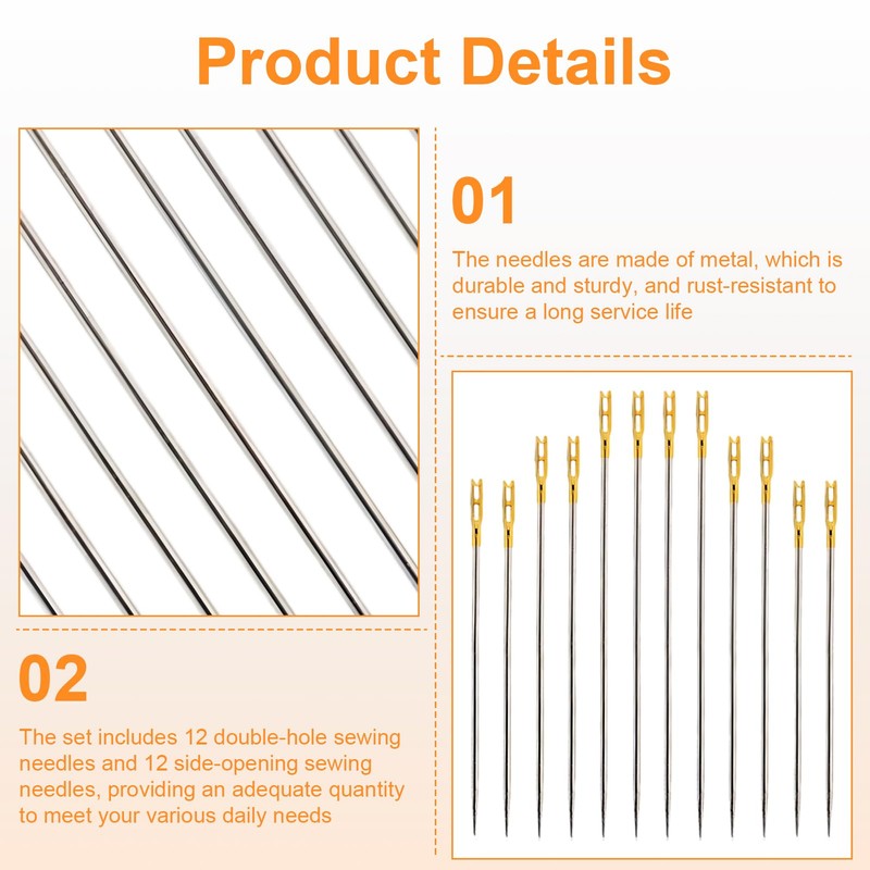 48PCS Self Threading Sewing Needles Set,Easy Thread Needles for Hand
