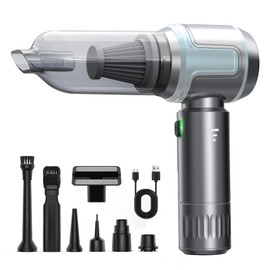 Ecoflick Car Vacuum Cleaner,16000PA High Power Mini Vacuum Cleaner, 7-in-1 Rechargeable Handheld Vacuum, Portable Cordless Compressed Air Duster & Air Blower for Cars, Home, Office, Pet