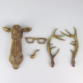 Coyoohouse 3D Animal Head Wall Mount Ornament, Animal Heads for Wall Art Hanging Sculptures, Small Metal Wall Resin Art Wall Decor Ornament Waterproof Bronzed Resin Decorations for Home (Deer)