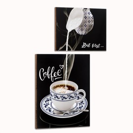 15In Coffee Wall Art Decor For Kitchen, Fun But First Cup of Coffee Bar Sign Wooden Wall Decor, Modern Coffee Themed Artwork Suitable for Home Kitchen，Dining Rooms，Coffee Shop Wall Fillers Decoration