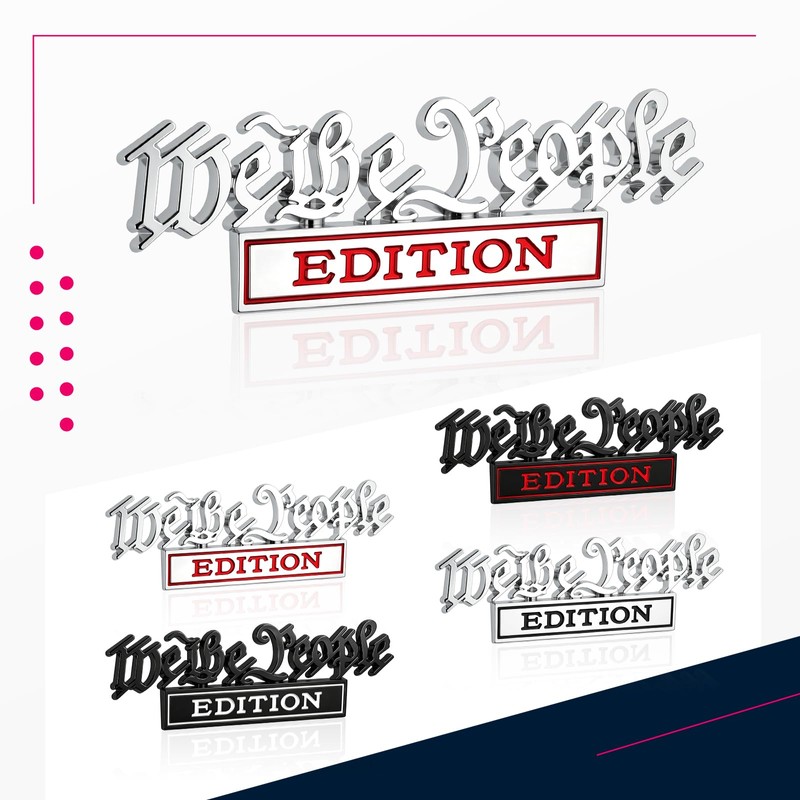 We The People Car Emblem 2Pack, Premium 3D Metal Vehicle