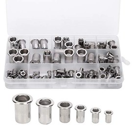 93 Uds tuerca de remache de acero inoxidable en caja M3/M4/M5/M6/M8/M10 cierre de rosca Vertical combinado