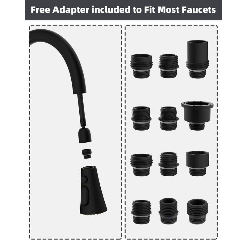 Hibbent 3-Function Pull Down Kitchen Faucet Head Replacement with 12