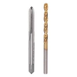 sourcing map 10-32 UNF Tap Straight Groove 4.1 mm Twist Drill Set Titanium Coated 6542 High Speed Steel Drill Machine Tap