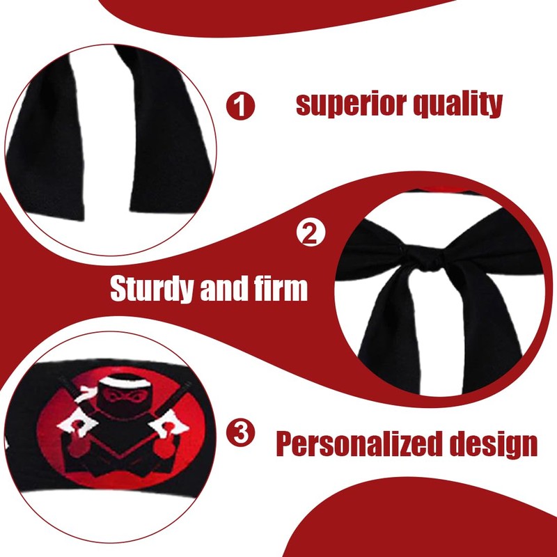 YAPKOLV Pack of 4 Ninja Headbands, Party Accessories, Children's Birthday