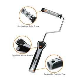 ROLLINGDOG Small Paint Roller - Mini Rollers for Painting,Microfiber Roller,Compatible with Tapered Fit Extension Pole,Pack of 7