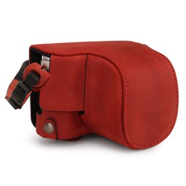 MegaGear MG1699 EVER READY RED REAL LEATHER CAMERA CASE COVER FOR LEICA D-LUX 7
