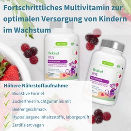Methylierte Kinder Multivitamin Gummies, MTHFR Unterstützung mit B-Vitaminen, Clean Label, zuckerfrei, ab 4 Jahren, 90 Stück mit Beerengeschmack, vegan, ohne künstliche Süßstoffe & Aromen, von Igennus