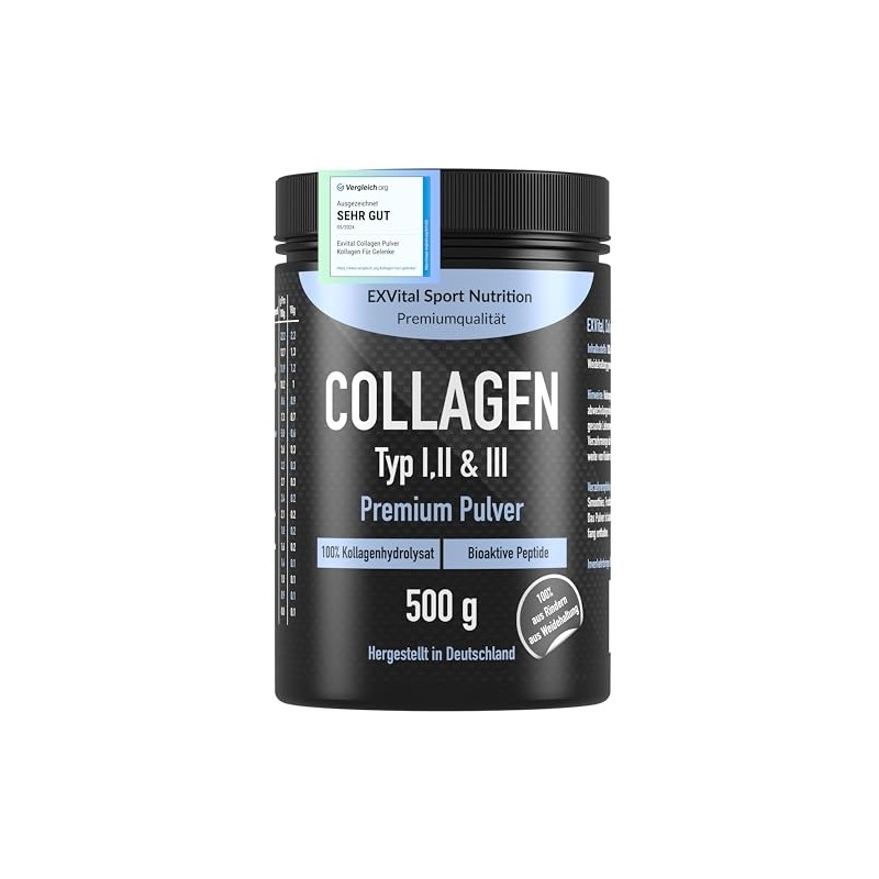 Collagen Powder, 500 g, Bioactive Collagen Hydrolysate Peptides, Protein Powder,