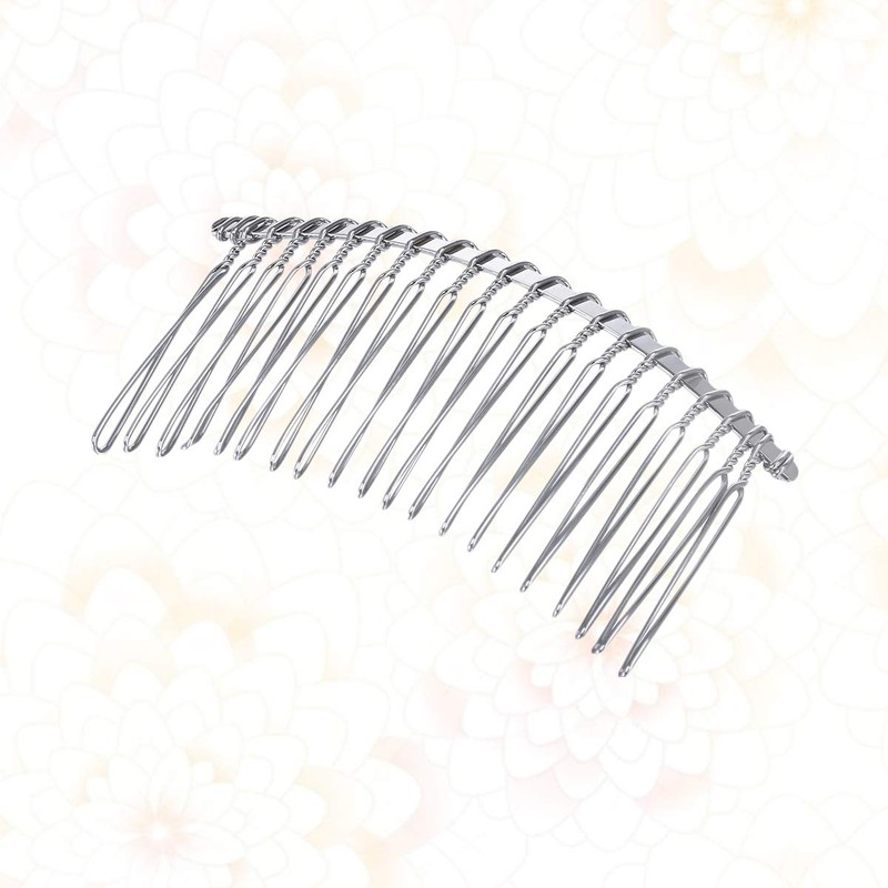 Lurrose 10pcs Minimalist Silver Metal Hair Side Comb Wedding Veil