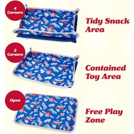 Lusso Gear Airplane Tray Cover - Pockets & Tablet Holder Toddler Travel Essentials - Washable Hygienic Mat Kids Travel Essentials - Activity Mat for Toddler Plane Activities - Mermaids Pattern