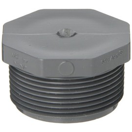 Spears 450-G Series PVC Pipe Fitting, Plug, Schedule 40, Gray, 1-1/2" NPT Male