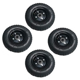 4 Pack - 8" Black Rim Pneumatic Tire/Wheel for Training Wheels, wagon, dolly, farm cart