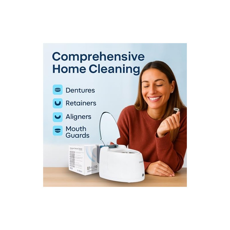 iSonic F3900 Ultrasonic Cleaner for Dentures, Retainers, and Mouth Guards,