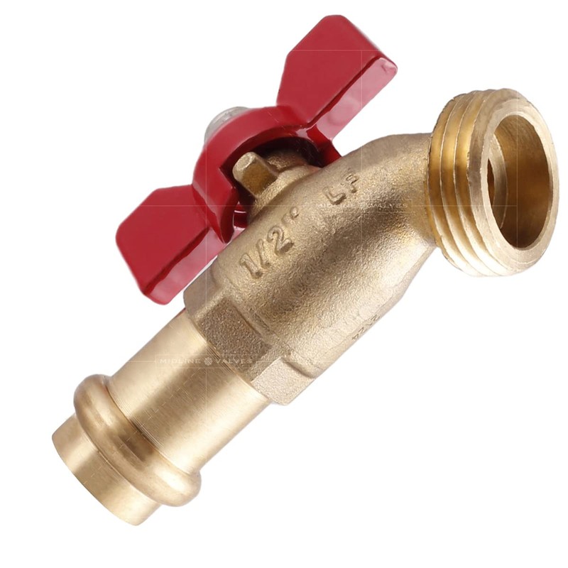 Midline Valve 12CECUS-OM Quarter Turn Boiler Drain Valve; 1/2'' Press