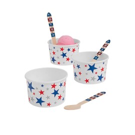 Fun Express Patriotic Star Ice Cream Cups with Spoons – 12 Ct.