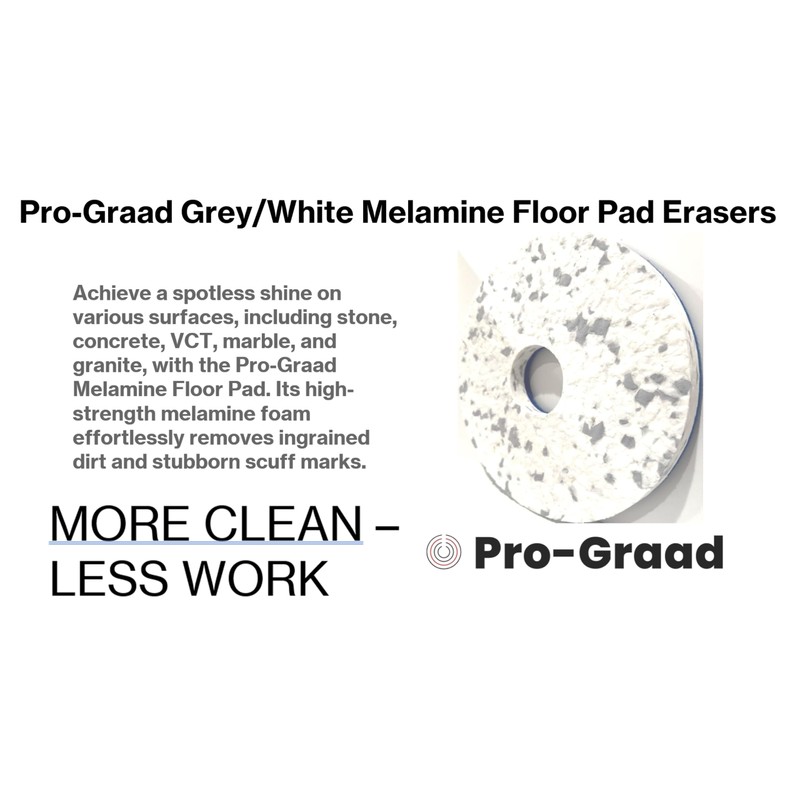 Pro-Graad 13” 330mm Grey/White Melamine Eraser Floor Pad, 68482, 5