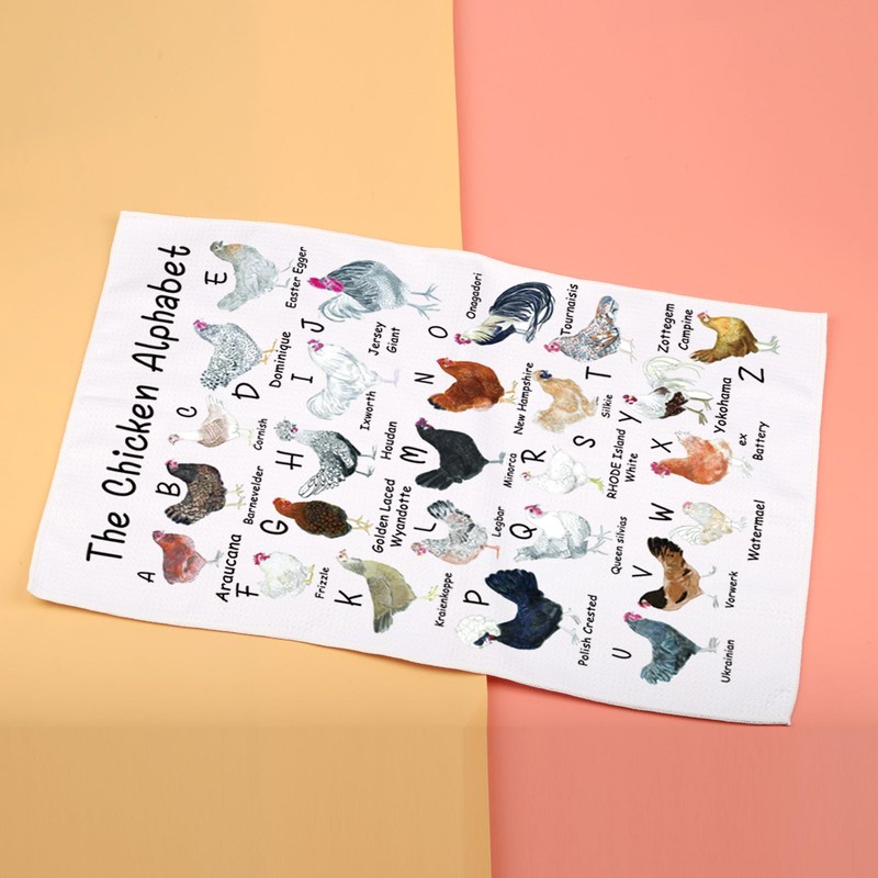 A-Z Chicken Dish Towel - Funny Chickens Gift For Lover
