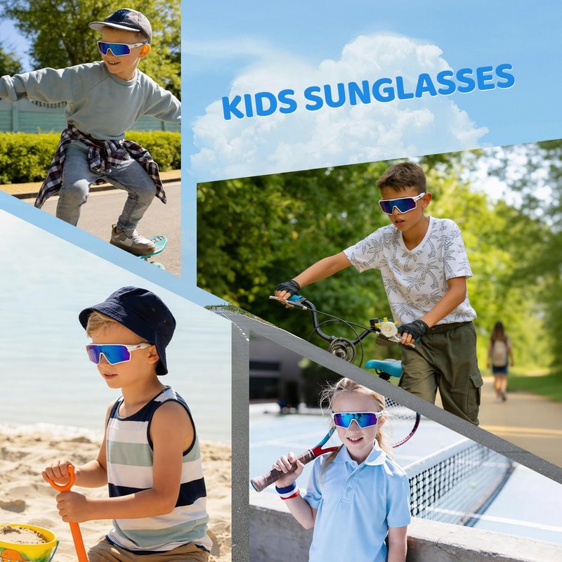 BangLong Kids Polarized Baseball Sunglasses, UV400 Sports Glasses Ages 8-16
