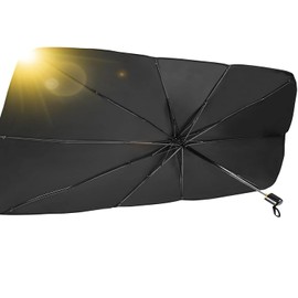 JUGLUTE Parasol para Auto Plegable con Protección UV, Ajustable para Parabrisas de Coche, Camiones, Camionetas, Sedanes y SUV (79cm x 140cm)