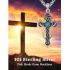 Seiyang 925 Sterling Silver Turquoise Cross Necklace for Men Deer