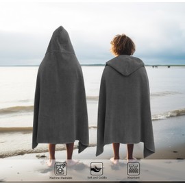 ORIGINAL KIDS Hooded Bath Towel Wrap - Super Zero Twist 100% Cotton Large Oversized Hooded Kids Towel - Toddler Shower Pool Beach Towel - Super Soft Absorbent Quick Dry Easy Care Gift - 30 x 54 - Grey