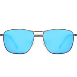 DUCO Aviator Sunglasses for Men Women Polarized Sunglasses UV400 Protection Driving Fishing DC3040 (Gunmetal Frame Revo Blue Lens)