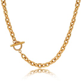 TYEOFWMN Chunky Gold Necklace Gold Chain Necklace for Women Trendy Toggle Necklaces for Women Men