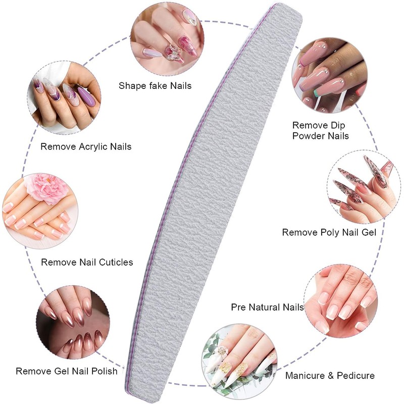 15 PCS Professional Nail Files 100/180 Grit, Double-Sided Emery Board