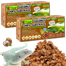Legigo 2 Pack Coconut Chip Substrate for Reptiles, Natural Coco Husk Chip Reptiles Bedding, Compressed Coconut Chip Substrate for Snake, Tortoise, Ball Python, Gecko, Lizard Terrarium Tanks